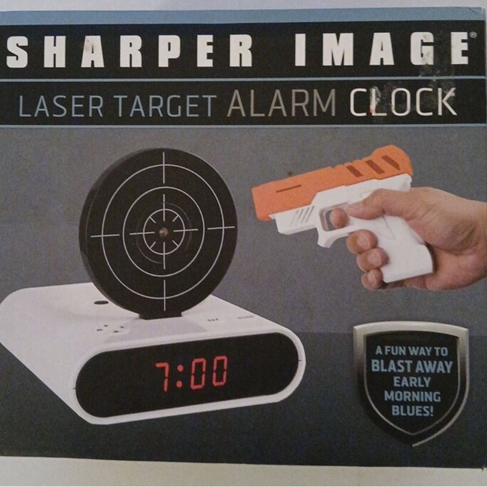 NEW Sharper Image Laser Target Alarm Clock White New